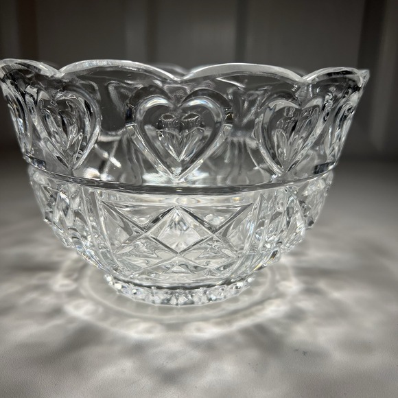 Fifth Avenue Crystal Other - Vtg Fifth Avenue‎ Crystal Footed Bowl Hearts Scalloped Edges